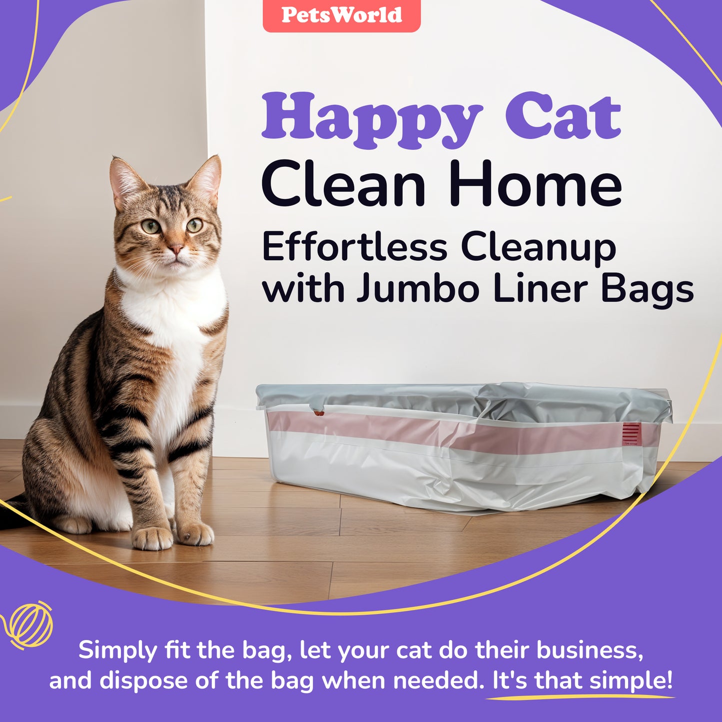 PetsWorld Heavy Duty Litter Pan Liners: Unscented Bags_