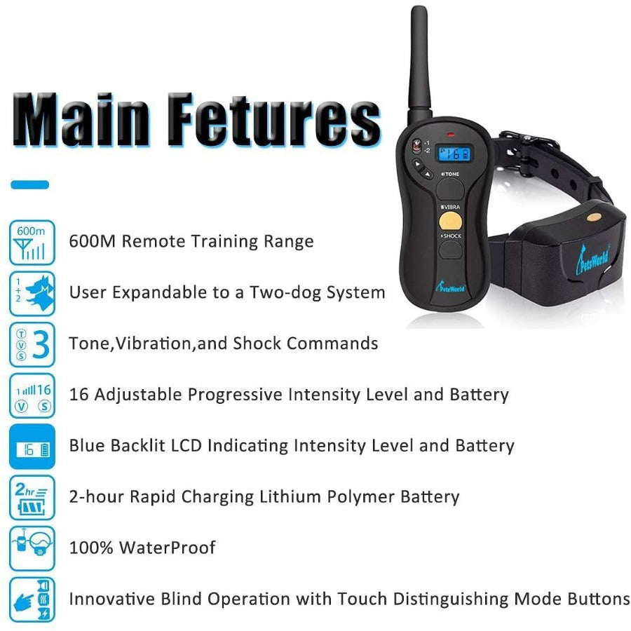 Advanced Dog Training Collar w/3 Training Modes. Rechargeable, Waterproof and 1-16 Static Levels Remote, for Dogs 10-140 lbs ._