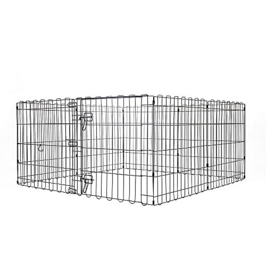 Indoor/Outdoor Foldable Metal Dog Exercise Pen/Pet Playpen_24x35 inch With Door