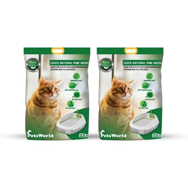 PetsWorld Natural Pine Cat Litter: Non-clumping, low dust, odor control, suitable for sifting boxes__