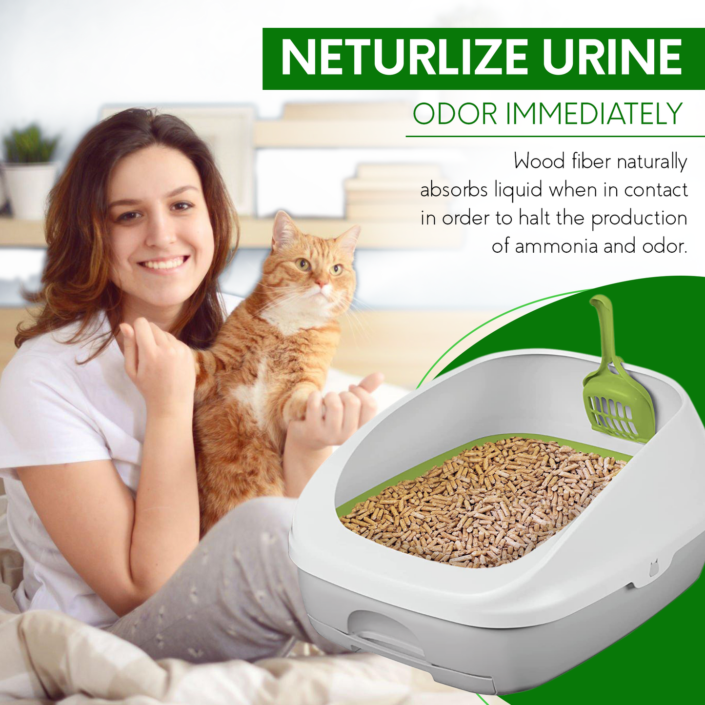 PetsWorld Natural Pine Cat Litter: Non-clumping, low dust, odor control, suitable for sifting boxes_