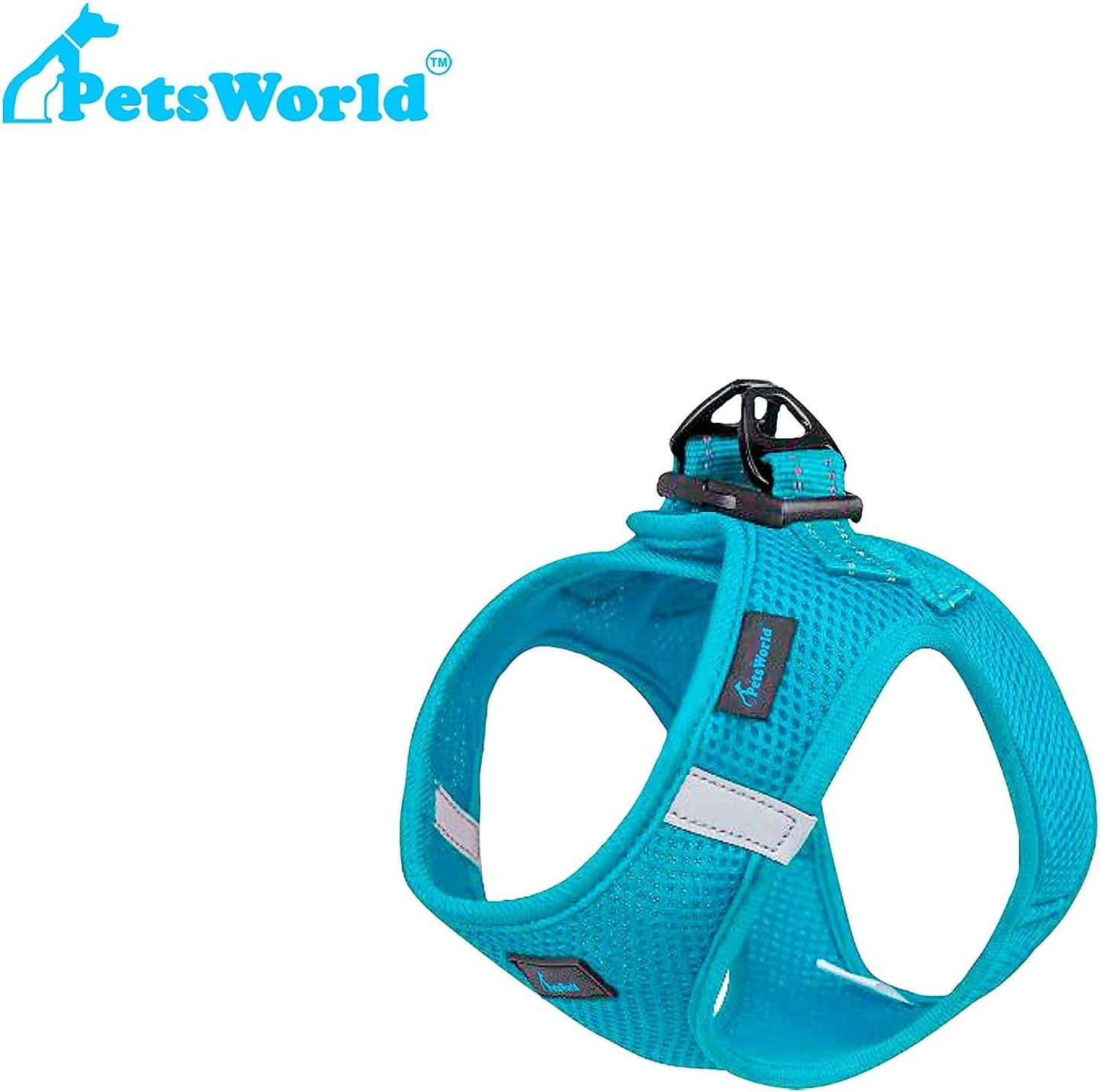 Soft Dog Harness. Adjustable, Breathable, Reflective Strips, and Quick-Release Buckle_