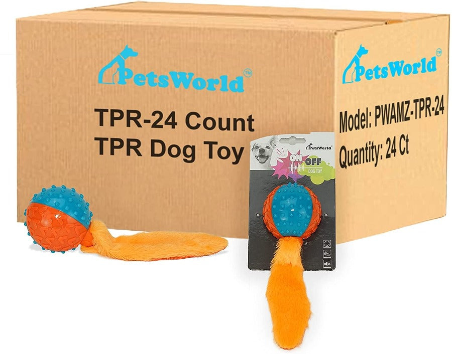 Squeaky Fetch Dog Ball, with fur tail. Suitable for Medium-Large Sized Pets_