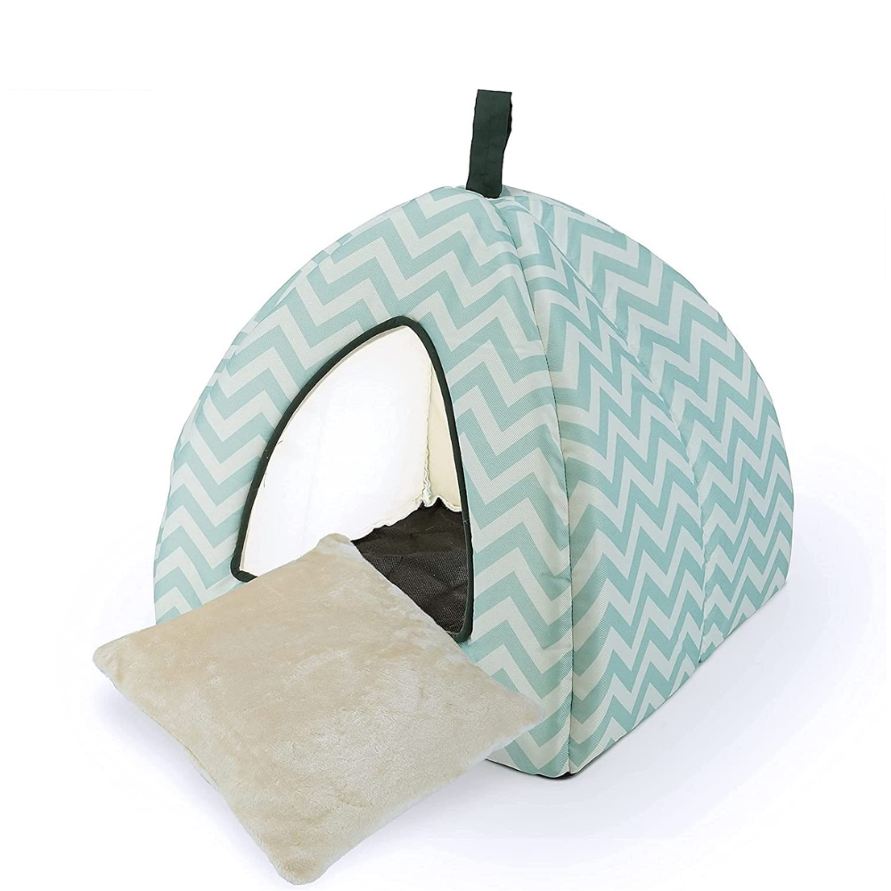 Tent Covered Cat & Dog Bed, Aqua Blue, Medium-16 x 16 x 14 inches_