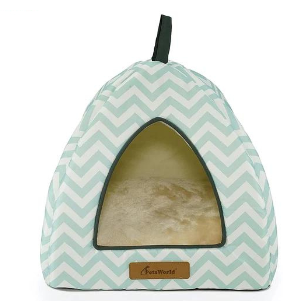 Tent Covered Cat & Dog Bed, Aqua Blue, Medium-16 x 16 x 14 inches_