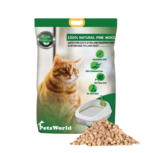 PetsWorld Natural Pine Cat Litter: Non-clumping, low dust, odor control, suitable for sifting boxes